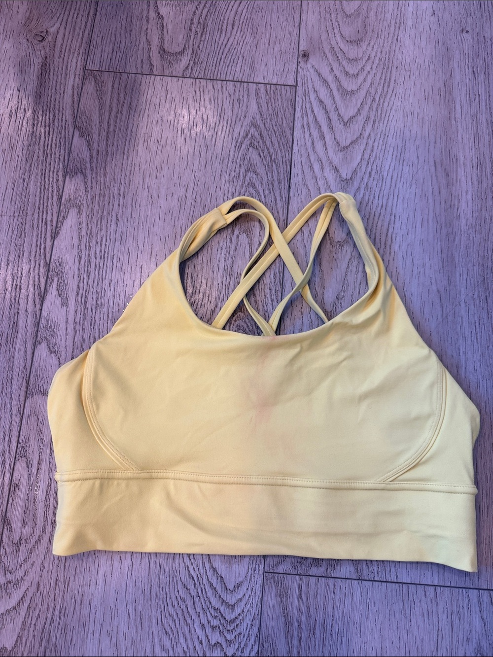 Light Yellow Cross-Back Sports Bra with Removable Support